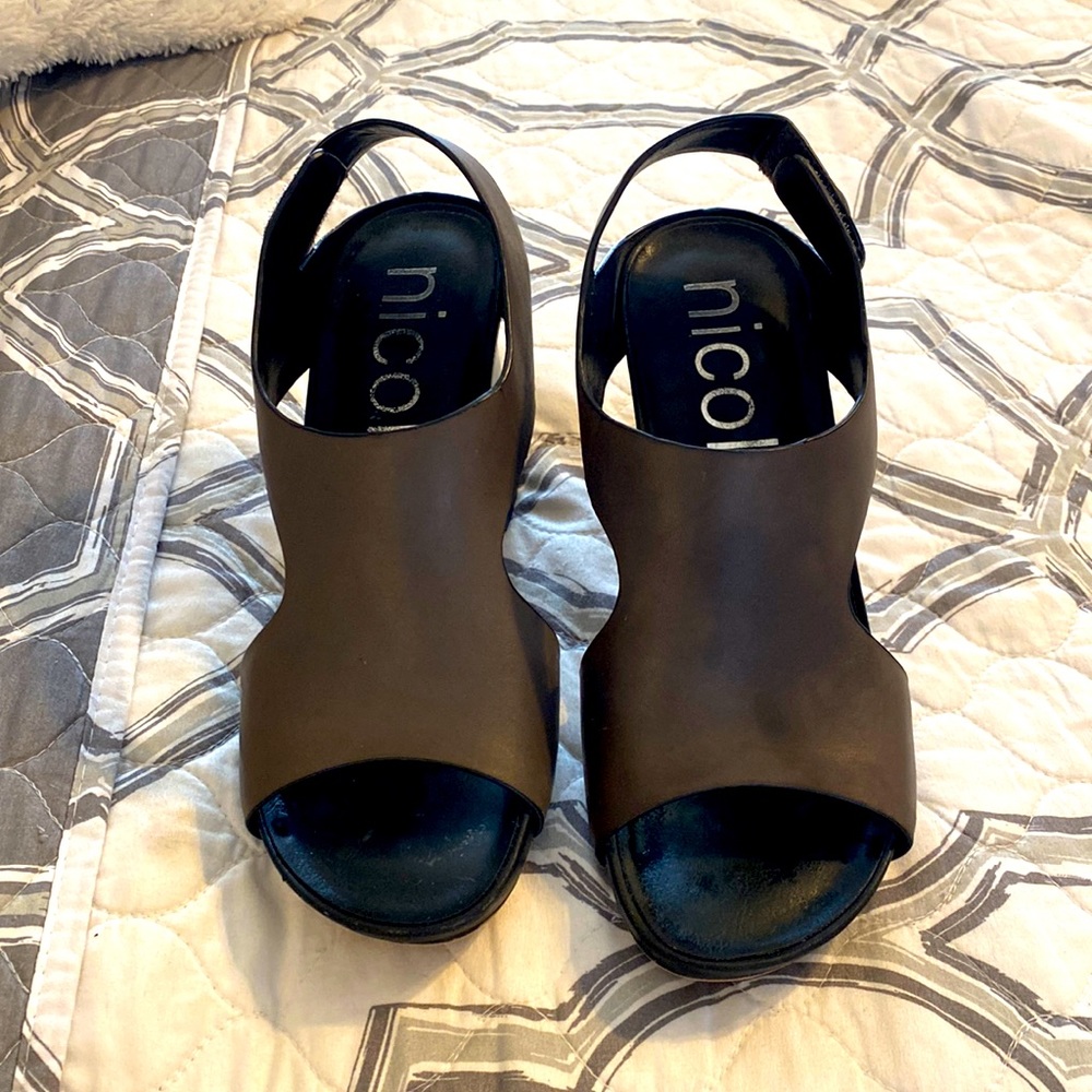 Womens Nicole Brown Leather heels